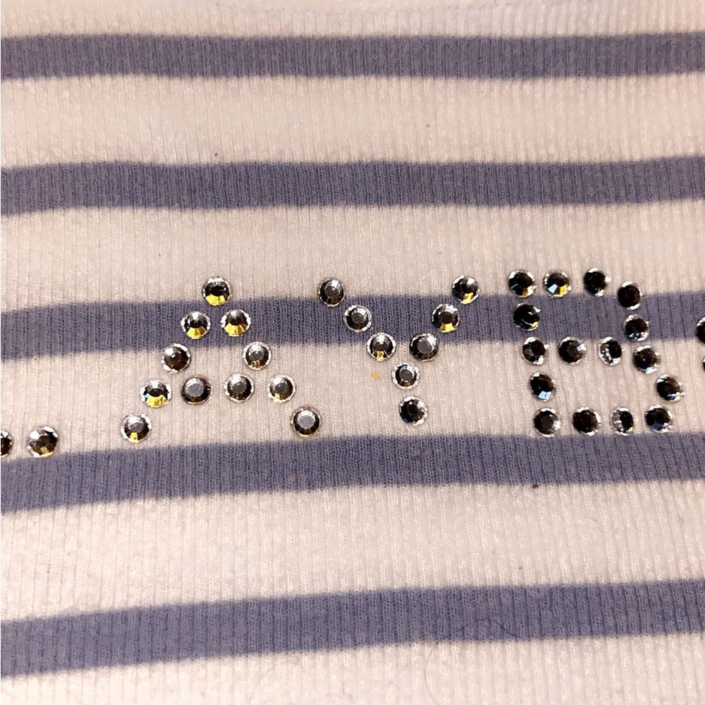 PLAYBOY Striped Crop Top in White and Gray